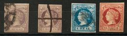 º53F, 55F, 56F(2). 1860. Conjunto De Cuatro FALSOS POSTALES De La Emisión De 1860-62, Incluyendo El 12 Cuartos Carmín, 1 - Other & Unclassified