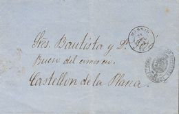 Sobre . 1863. MADRID A CASTELLON. Marca De Franquicia CONGRESO DE LOS DIPUTADOS / (CORREO), En Negro. MAGNIFICA Y RARA. - Otros & Sin Clasificación