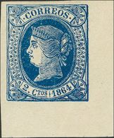 (*)63. 1864. 2 Cuartos Azul, Esquina De Pliego. Color Intenso. PIEZA DE LUJO. - Other & Unclassified