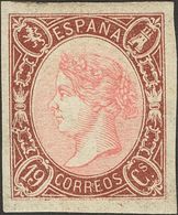 *71. 1865. 19 Cuartos Castaño Y Rosa. Enormes Márgenes Y Color Intenso. PIEZA DE LUJO. Cert. CEM. Edifil 2018: 2.065 Eur - Otros & Sin Clasificación