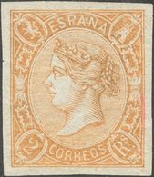 *73Ab. 1865. 2 Reales Castaño Amarillo. PIEZA DE LUJO Y RARISIMA TONALIDAD DE COLOR. Cert. CEM. - Autres & Non Classés