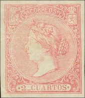 *80P. 1866. 2 Cuartos Rosa. ENSAYO DE COLOR Sin Dentar (impresión Del 19 Cuartos Al Dorso). MAGNIFICO. (Gálvez 348M) - Andere & Zonder Classificatie