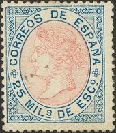 *95. 1868. 25 Mils Azul Y Rosa (pequeñas Manchitas Sin Importancia). MAGNIFICO. Edifil 2018: 340 Euros - Sonstige & Ohne Zuordnung