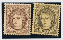 *102, 103. 1870. 1 Mil Violeta Y 2 Mils Negro. Excelentes Centrajes. MAGNIFICO. - Otros & Sin Clasificación