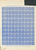 (*)107P(100). 1870. 50 Mils Ultramar, Pliego Completo De Cien Sellos. MACULATURA CON DOBLE IMPRESION, UNA INVERTIDA. MAG - Sonstige & Ohne Zuordnung