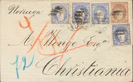 Sobre 107(4), 109. 1871. 50 Mils Ultramar, Cuatro Sellos Y 200 Mils Castaño. MADRID A CHRISTIANA, Actual OSLO (NORUEGA). - Other & Unclassified