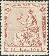 *140. 1873. 10 Pts Castaño (margen Derecho Dientes Retocados). Bien Centrado Y Color Muy Intenso. MAGNIFICO. Cert. CEM. - Andere & Zonder Classificatie