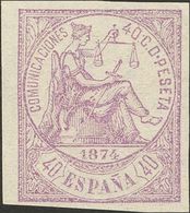 (*)148s. 1874. 40 Cts Violeta. SIN DENTAR. MAGNIFICO. Edifil 2019: 335 Euros - Other & Unclassified