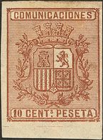 *153s. 1874. 10 Cts Castaño, Borde De Hoja. SIN DENTAR. MAGNIFICO. - Sonstige & Ohne Zuordnung