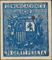*153P. 1874. 10 Cts Azul. ENSAYO DE COLOR Y SIN DENTAR. MAGNIFICO. (Gálvez 921) - Other & Unclassified