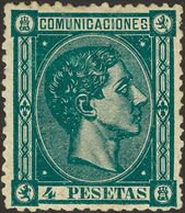 *170. 1875. 4 Pts Verde. Excepcional Color Muy Intenso Y Centraje. PIEZA DE LUJO. Cert. GRAUS. Edifil 2018: 735 Euros - Other & Unclassified