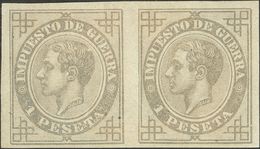 *186s(2). 1876. 1 Pts Gris Lila, Pareja. SIN DENTAR. MAGNIFICA Y RARA. Edifil 2020: 1.270 Euros - Other & Unclassified