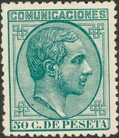 *196. 1878. 50 Cts Verde. Excelente Centraje Y Color Intenso. MAGNIFICO. Edifil 2020: 150 Euros - Other & Unclassified