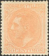 *206. 1879. 50 Cts Naranja. Excelente Centraje Y Color Muy Intenso. PIEZA DE LUJO. Cert. EXFIMA. - Sonstige & Ohne Zuordnung