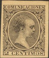 *214s. 1889. 2 Cts Negro. SIN DENTAR. MAGNIFICO. - Autres & Non Classés