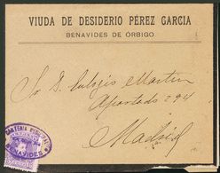 Sobre 246. 1906. 15 Cts Violeta. BENAVIDES DE ORBIBO (LEON) A MADRID. Matasello Especial CARTERIA MUNICIPAL / DE / BENAV - Autres & Non Classés