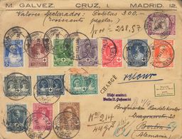 Sobre 325/38. 1926. Serie Completa (el 30 Cts Adelgazamiento De Origen Sin Importancia). Certificado De MADRID A BERLIN  - Andere & Zonder Classificatie