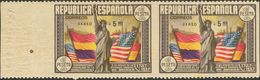 **765sv(2). 1938. AEREO+5 PTS, Pareja Borde De Hoja (manchitas Del Tiempo). SIN DENTADO VERTICAL. BONITA Y RARA. Edifil  - Andere & Zonder Classificatie