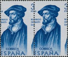 **1380dha. 1961. 3 Pts Azul Y Gris, Pareja. Variedad DENTADO DESPLAZADO. MAGNIFICA. Edifil 2015: 76 Euros - Sonstige & Ohne Zuordnung