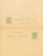 (*)EP13/14. 1882. 5 Cts Verde Sobre Tarjeta Entero Postal Y 5 Cts + 5 Cts Verde Sobre Tarjeta Entero Postal, De Ida Y Vu - Autres & Non Classés
