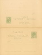 (*)EP13/14. 1882. 5 Cts Verde Sobre Tarjeta Entero Postal Y 5 Cts + 5 Cts Verde Sobre Tarjeta Entero Postal, De Ida Y Vu - Otros & Sin Clasificación