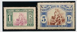 **. 1937. 1 Pts Verde Y Violeta Y 5 Pts Azul Y Castaño. S.R.I. SOCORS ROIG DE CATALUNYA. MAGNIFICOS Y MUY RAROS. (Guilla - Sonstige & Ohne Zuordnung