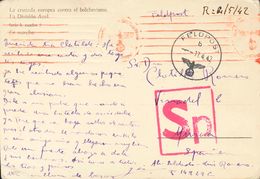 Sobre . 1942. Tarjeta Postal De La División Azul (Serie I, Cuadro 5 En Marcha) Dirigida A MURCIA. Remitida Desde El Feld - Verschlussmarken Bürgerkrieg