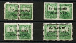 *44, 44s, 44he, 44hi. 1936. Conjunto De Cuatro Parejas Del 10 Cts Verde, Uno SIN DENTAR, Otro Variedad CARRESPONDENCIA Y - Emissions Nationalistes