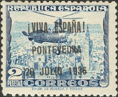 *NE17. 1936. 2 Pts Azul. NO EMITIDO. MAGNIFICO. Edifil 2017: 110 Euros - Nationalistische Uitgaves