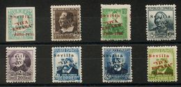 *18/29hcc. 1936. Serie Completa, Ocho Valores. Variedad CAMBIO DE COLOR DE LA SOBRECARGA. MAGNIFICA Y RARA. Edifil 2017: - Emisiones Nacionalistas