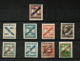 **/*. 1937. Conjunto De Nueve Sellos De La Serie Edifil: 26/40, Con Variedades Diversas Como CAMBIO DE COLOR EN LA SOBRE - Nationalist Issues