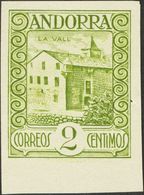 (*)15ts. 1929. 2 Cts Verde Oliva, Borde De Hoja. SIN PIE DE IMPRENTA Y SIN DENTAR. MAGNIFICO Y RARO. Edifil 2019: +160 E - Other & Unclassified