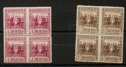 **/*25sph(2), 26sph(2). 1929. 4 Pts Carmín Y 10 Pts Castaño, En Bloques De Cuatro. SIN DENTAR ENTRE LOS SELLOS. MAGNIFIC - Otros & Sin Clasificación