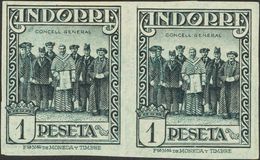 (*)41s(2). 1935. 1 Pts Pizarra, Pareja. SIN DENTAR. MAGNIFICA Y MUY RARA. Cert. GRAUS. Edifil 2019: +4.600 Euros - Autres & Non Classés