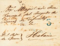 Sobre . 1854. GUARA A LA HABANA. Marca FERRO-CARRIL, En Azul (P.E.72) Edición 2004 Y Porteo "3", En El Mismo Color. MAGN - Andere & Zonder Classificatie