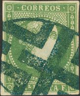 ºAnt.8. 1861. 1 Real Verde. Matasello PARRILLA OVAL, En Azul De Puerto Plata Y Utilizada Durante El Periodo De Anexión D - Kuba (1874-1898)