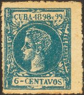 (*)164F. 1898. 6 Ctvos Azul. FALSO POSTAL. MAGNIFICO Y RARISIMO. - Kuba (1874-1898)