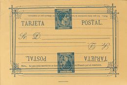 (*)EP1. 1878. 25 Cts Azul Sobre Tarjeta Entero Postal DOBLE IMPRESION, UNA INVERTIDA. MAGNIFICA Y RARA. - Andere & Zonder Classificatie