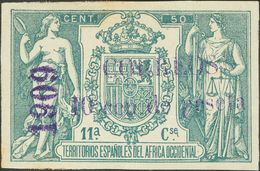 *50Hcc. 1909. 10 Cts Sobre 50 Cts Verde. Variedad CAMBIO DE COLOR EN LA SOBRECARGA, En Violeta. MAGNIFICO Y MUY RARO, NO - Otros & Sin Clasificación