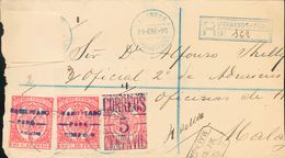 Sobre 41A, 41B(2). 1897. 5 Ctvos Sobre 10 Ctvos Rosa Y 10 Ctvos Rosa, Dos Sellos (falta Un Sello Que Ha Sido Recortado,  - Autres & Non Classés