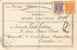 Sobre 141, 143. 1905. 10 Cts Lila Y 25 Cts Naranja. Tarjeta Postal Certificada De FERNANDO POO A LONDRES (INGLATERRA). E - Autres & Non Classés