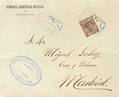 Sobre 159. 1908. 25 Cts Castaño. SANTA ISABEL A MADRID. Matasello Rectangular CORREOS / STA.ISABEL / FERNANDO POO, En Az - Otros & Sin Clasificación