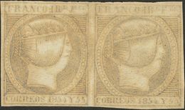 (*)3b(2). 1854. 1 Real Gris Azulado, Pareja. MAGNIFICA Y RARISIMA. Edifil 2013: 3.135 Euros - Otros & Sin Clasificación