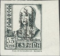 **257shcc. 1939. 15 Cts Pizarra. SIN DENTAR Y CAMBIO DE COLOR EN LA SOBRECARGA, En Negro. MAGNIFICO Y MUY RARO, SOLO CIE - Autres & Non Classés