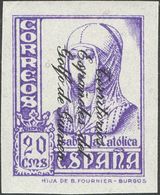 **258shi. 1939. 20 Cts Violeta. Variedad SOBRECARGA INVERTIDA Y SIN DENTAR. MAGNIFICA Y RARA. Edifil 2018: +255 Euros - Other & Unclassified