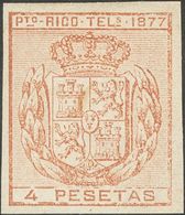 *16s. 1877. 4 Pts Castaño. SIN DENTAR. MAGNIFICO. Edifil 2019: 79 Euros - Other & Unclassified