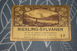 Etiquette Riesling Sylvaner Vin De La Moselle Luxembougeoise - Riesling