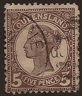 QUEENSLAND 1895 5d Purple-brown QV SG 215 U TR216 - Mint Stamps