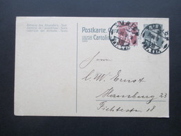 Schweiz 1919 Ganzsache Mit Zusatzfrakatur Wilhelm Tell Zürich Nach Hamburg - Storia Postale