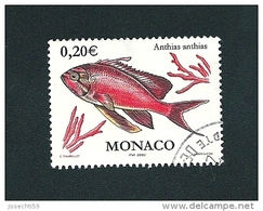 N° 2328 Anthias Anthias Poisson Timbre MONACO Oblitéré 2002 0.20€ - Used Stamps